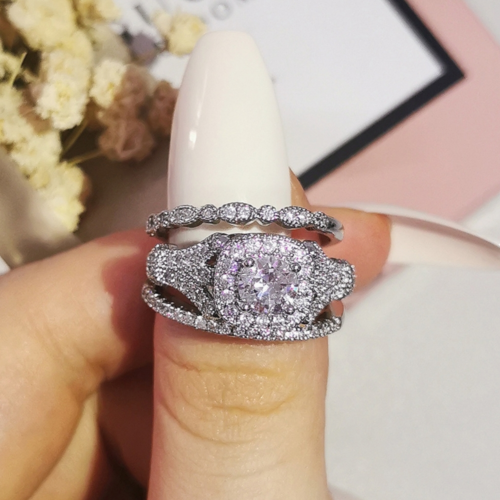 Exquisite Set of 3 Diamond Rings - Picture 4 of 4